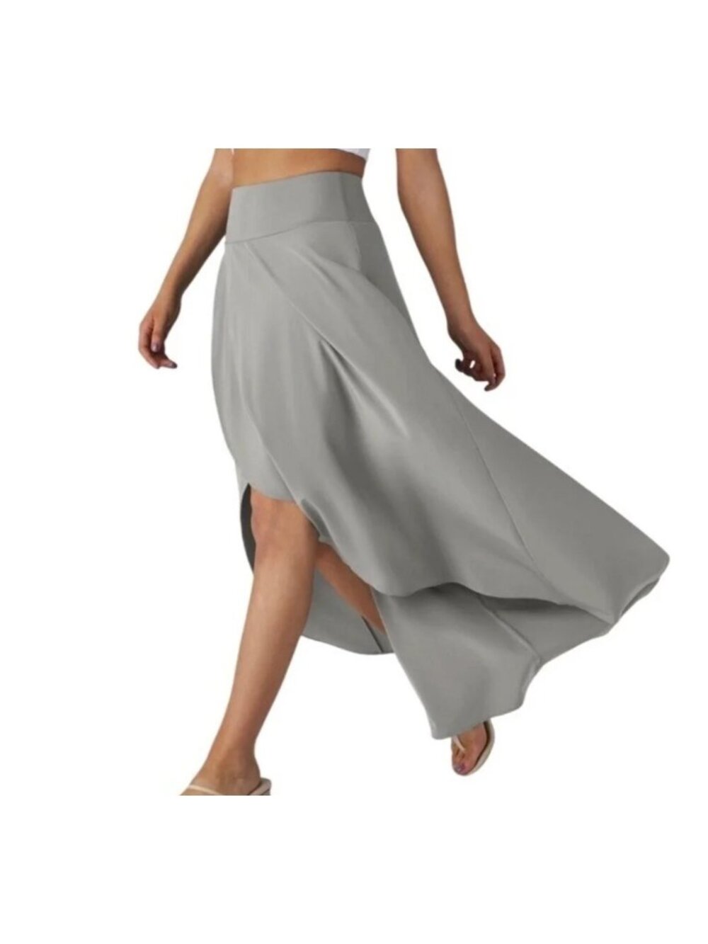 Halara Breezeful High Waisted Maxi Skirt Skort Sz L Gray High Low Quick Dry NEW
